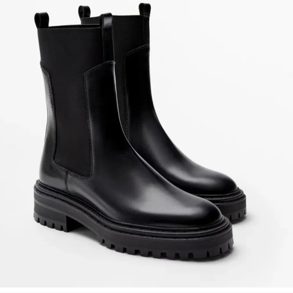 Massimo Dutti Chelsea Black Geniune Leather Boots size 6 - Picture 3 of 3